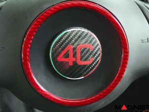 Alfa Romeo 4C Steering Wheel Trim - Carbon Fiber - Badge Cover - 4C Logo w/ Italian Theme Alfa Romeo 4C Steering Wheel Trim - Carbon Fiber - Badge Cover - 4C Logo w/ Italian Theme